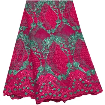 

2018 Fashion Design High Quality African Lace Fabric French Net Embroidery Stones Tulle Lace Fabric For Nigerian Party Dress994B