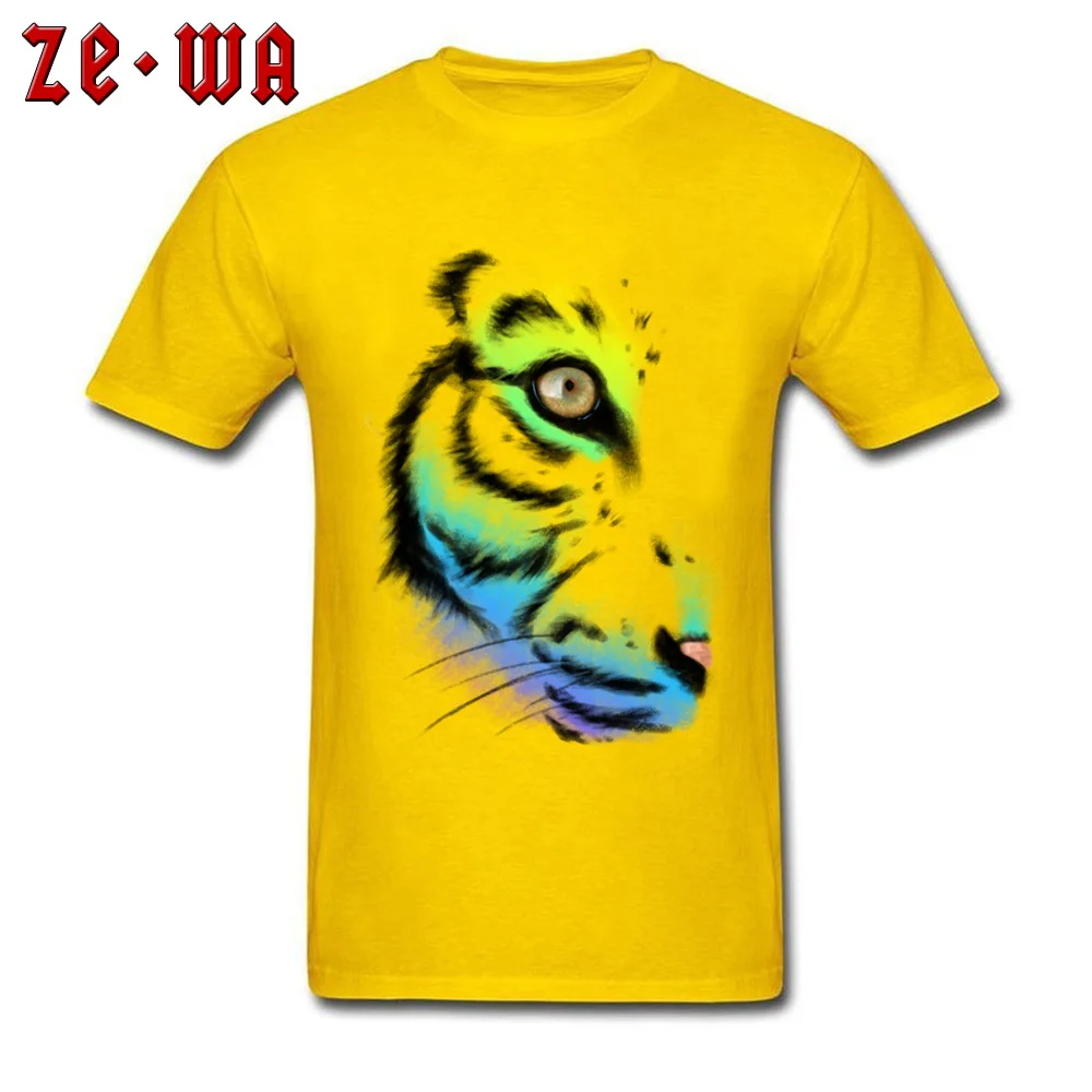 The eye of the tiger Graphic Men T Shirts Round Neck Short Sleeve 100% Cotton Tops & Tees Summer Top T-shirts Top Quality The eye of the tiger yellow