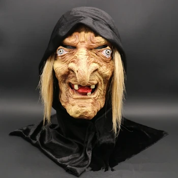 

Witch Mask Overhead Full Latex Halloween Horror Scary old women Zombies Ghost wizard Props Vampire