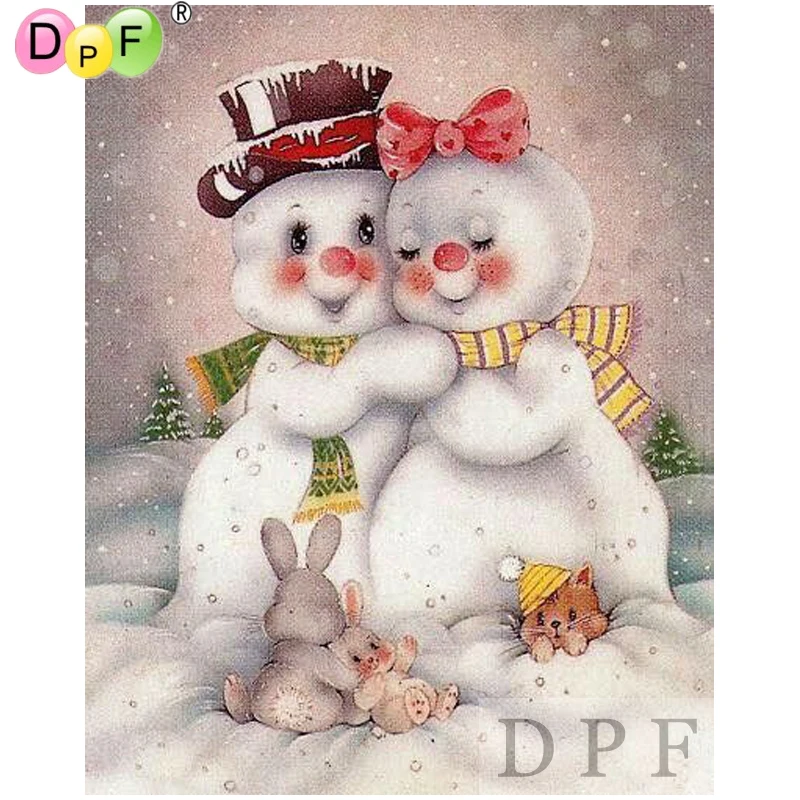 DPF Алмазная вышивка объятия Снеговик и Хомяк Алмазная картина вышивка крестиком neendlework домашняя декоративная Бриллиантовая мозаика
