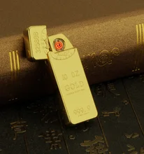 COOL!! NO Miss!!! Classic Gold Bars electric lighter USB charging cigarette lighter Men USB Lighter business Gifts Lighters-257