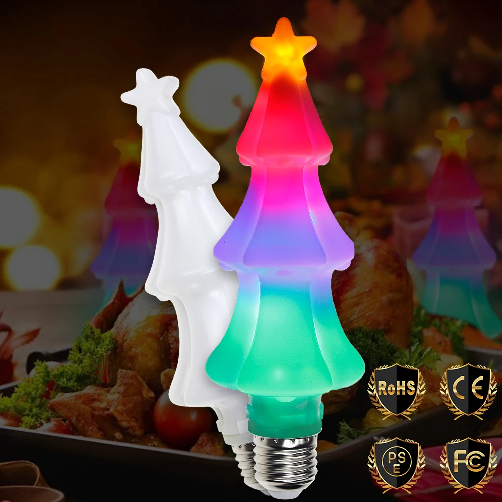 

Colourful 3D Christmas Tree LED Lamp E27 LED Flame Effect Bulbs E26 Dynamic Flickering LED Light AC85-265V Decoration Light Bulb