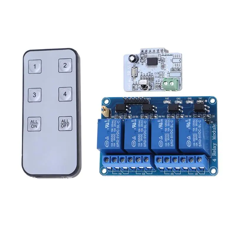 

4CH 6 Button Infrared IR Remote Control 5V Receiver Board Power Supply Relay Control Switch Board Module