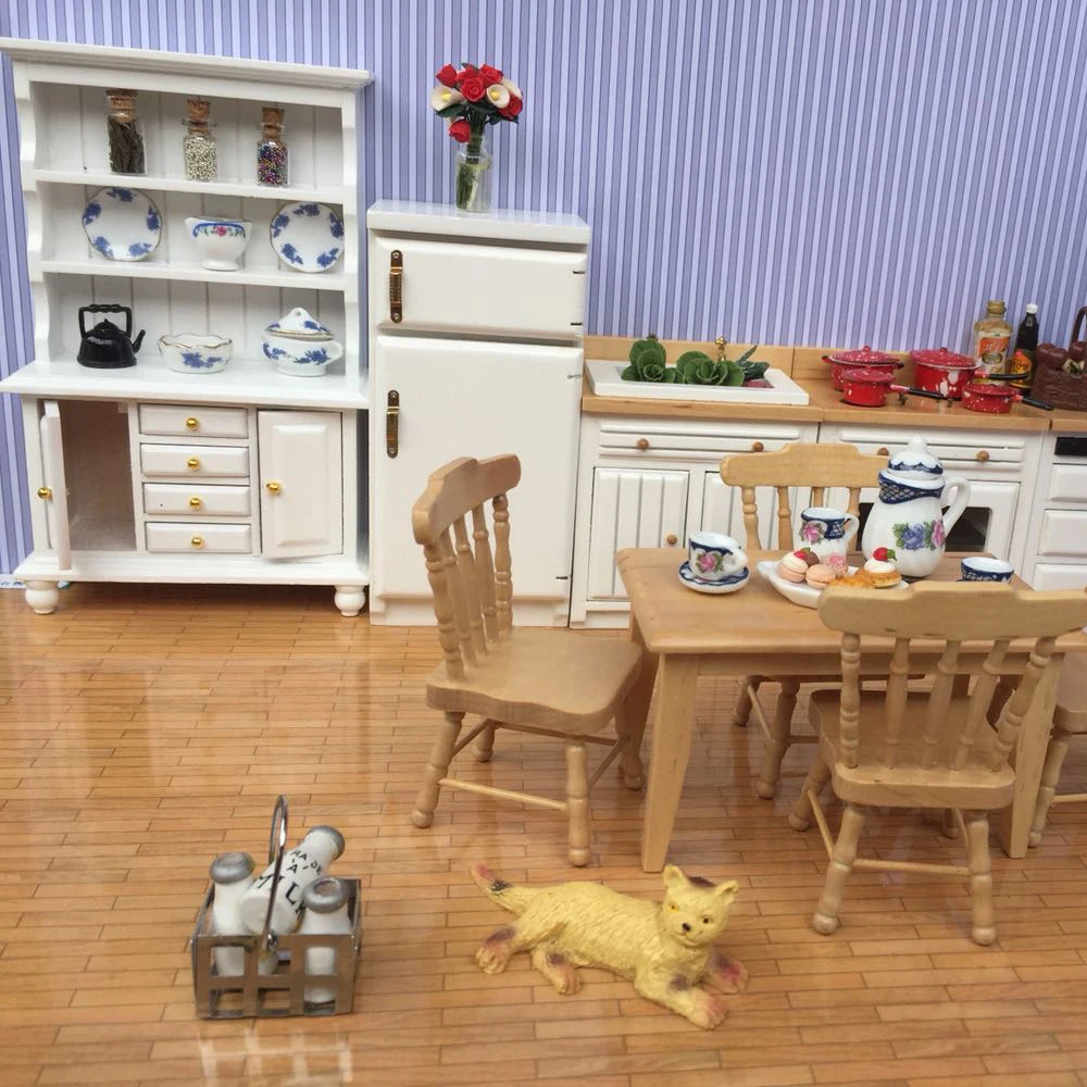 1:12 деревянный шкаф кухонная плита холодильник кукольный домик игрушечная мебель для кукол моделирование игрушечный миксер Игрушки для девочек Подарки
