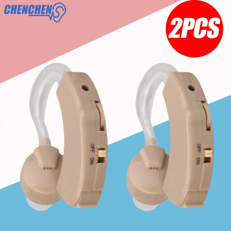 2PCS Cheap Hearing Aid BTE Behind Ear Adjustable Ear Amplifier for Hearing Loss Elderly Deafness Hearing Aids Care