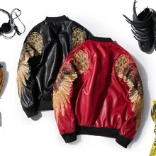 Для Мужчин's зима-осень Костюмы Для мужчин модные красные, черные с длинным рукавом Куртка из искусственной кожи для влюбленных, летная wo Для мужчин пары