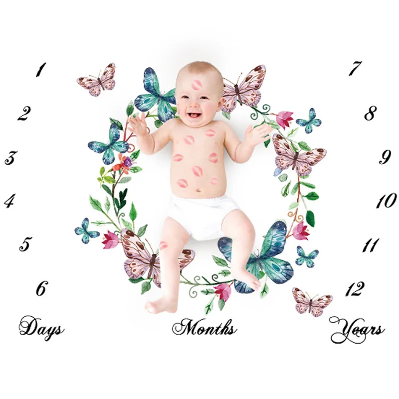 

Baby Watercolor Flower Blanket Newborn Photographed Props Super Soft Swaddle Wrap Creative Milestone Blanket Baby Bath Towel