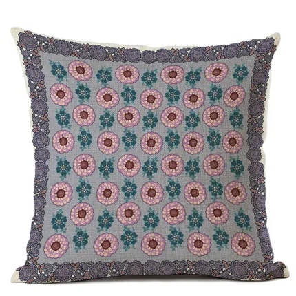 Colorful Abstract Ethnic Floral Classical Mandalas Pattern Prints Vintage Patchwork Retro Geometric Cushion Cover Pillow Case - Color: 17