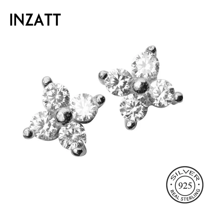 

INZATT Real 925 Sterling Silver Tiny Zircon Stud Earrings For Fashion Women MInimalist Fine Jewelry 2019 Accessories Gift