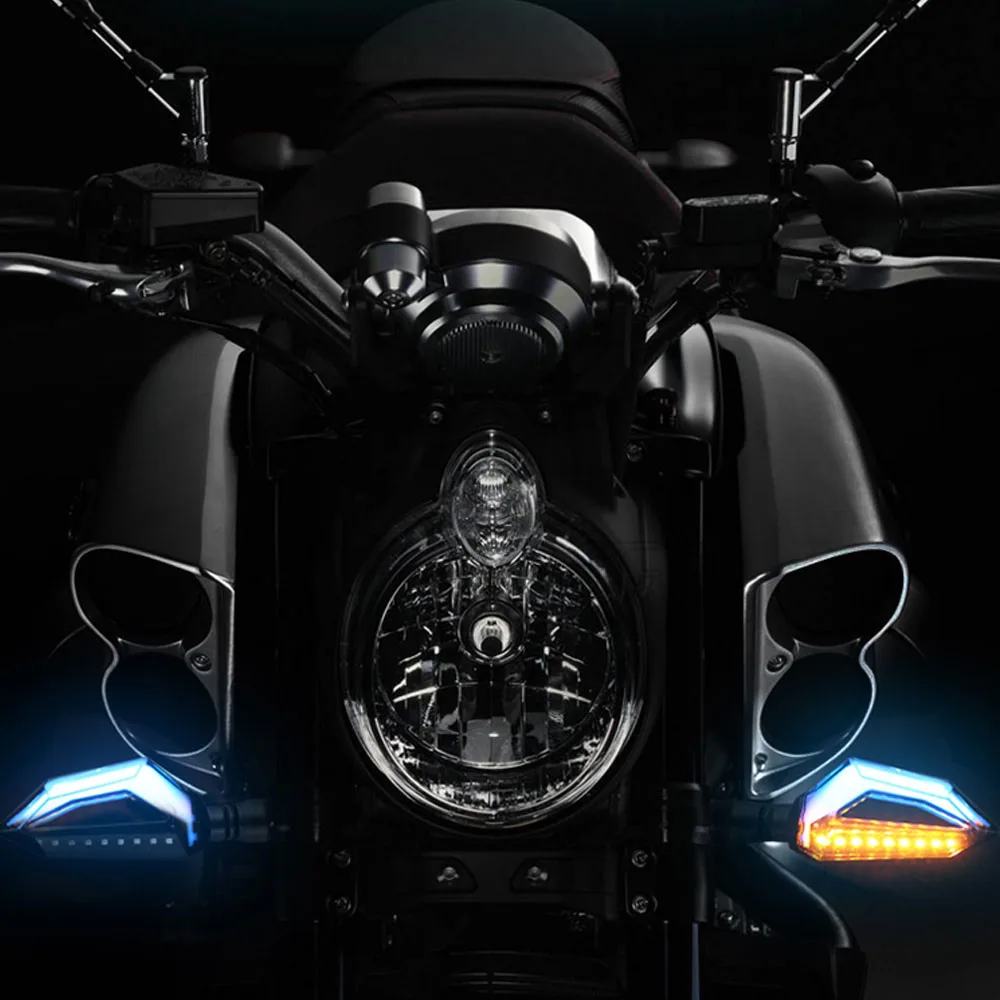 Пара поворотников мотоцикла светодиодный фонарь передние задние фонари янтарный индикатор ходовая лампа дневного света для крейсер Yamaha Honda Kawasaki