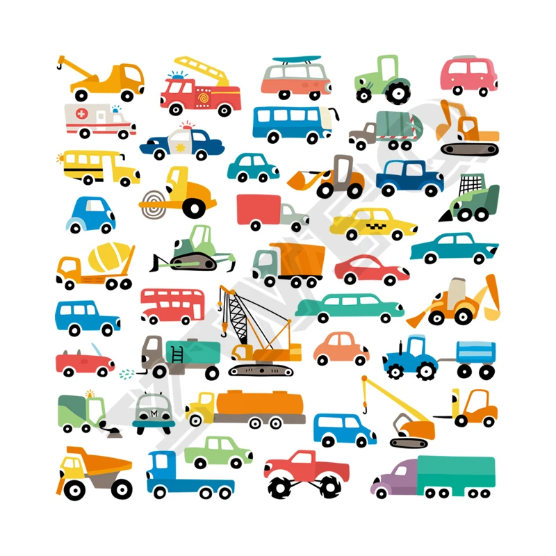 

Children Cars Set Appliques Cartoon Badges Diy Accessory New Design Washable Heat Transfer Iron-On Transfers For Clothing