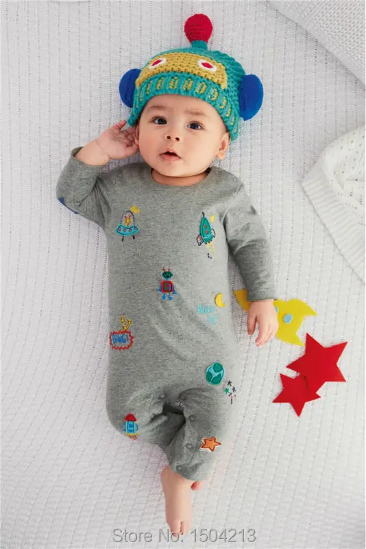 2016 newborn baby clothes boy girl baby handsome gray long sleeved baby rompers bebe