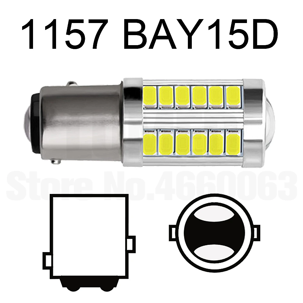 100x P21W LED 1156 T20 W21/5W P21/5w 7443 W21W 7440 Bay15d 3156 3157 33 5630 Car LED Bulb Auto DRL Stop Reverse Light