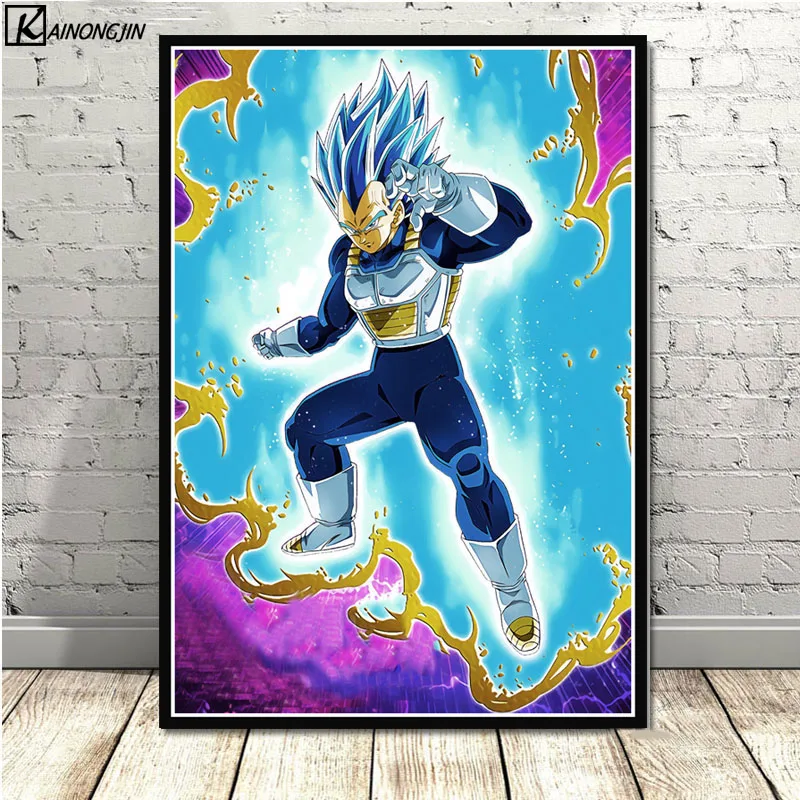 Dragon Ball Z плакат Wall Art супер Goku Ultra освоить Холст Плакаты с живописью и принты комнаты декорации Декор для дома