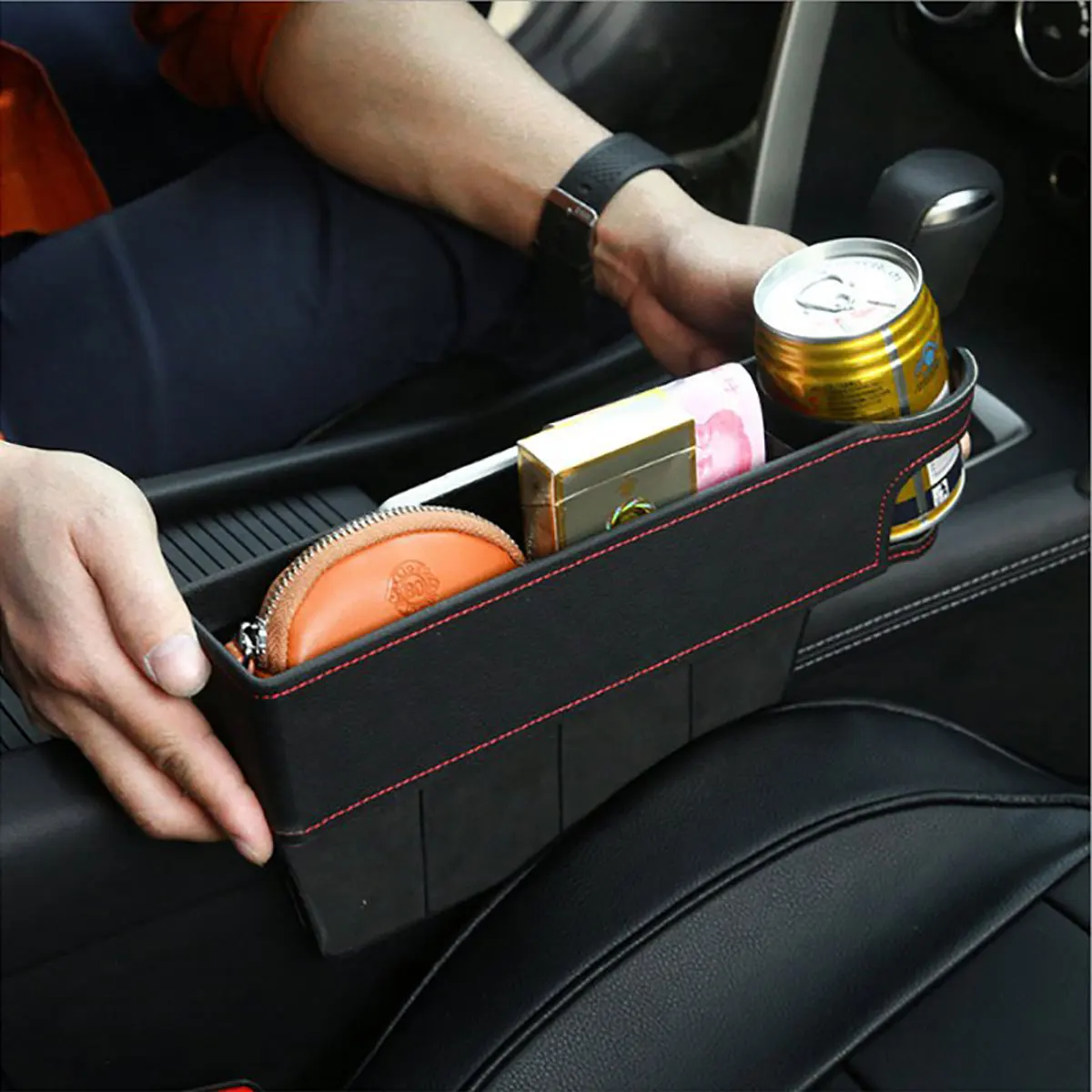 Новая водительская боковая коробка для хранения автомобильных сидений, держатель для стакана, держатель для напитков, органайзер, авто зазор, для карманного хранения, для телефона, карты, чехол для монет