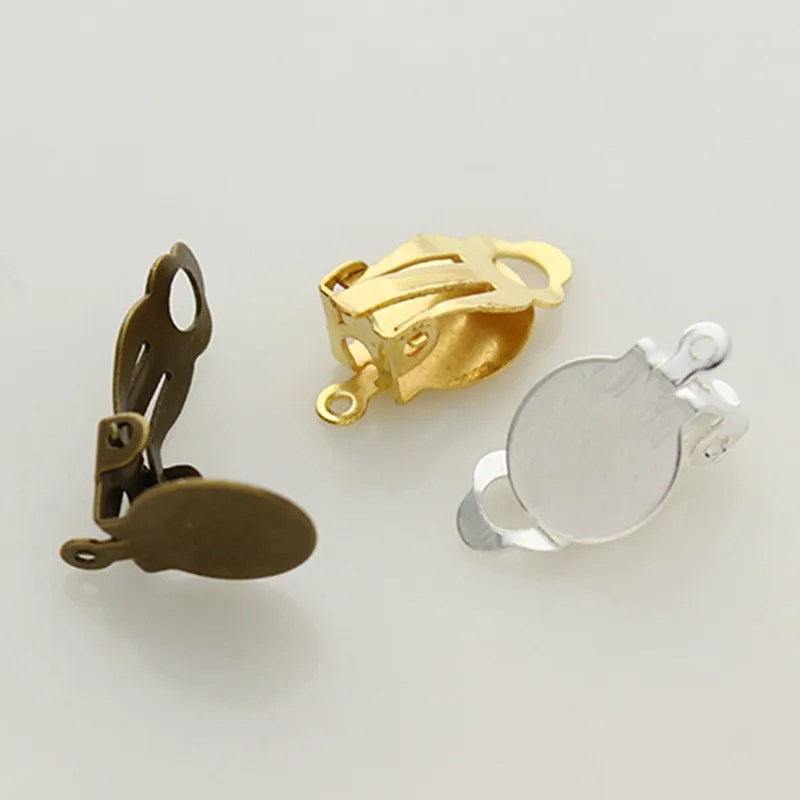 

10mm Metal No Pierced Frog Earring Clips Back Base Setting Ear Pad Plugging Back Stopper Setting DIY Accessories Jewelry Making