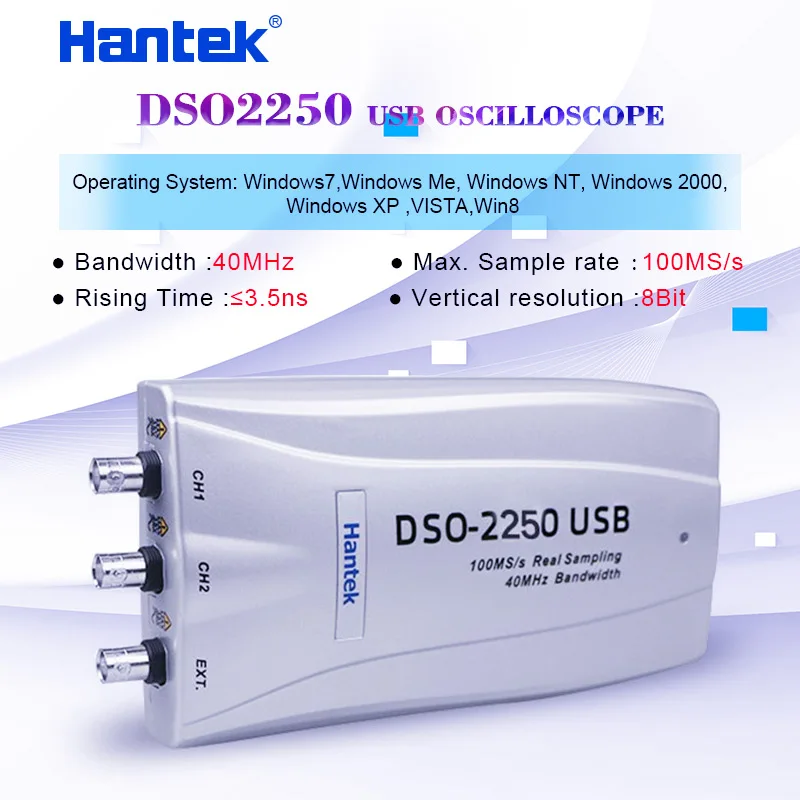 Hantek DSO 2250 2 канальный цифровой осциллограф 100 МГц полоса пропускания 2CH PC USB 250MSa/s 23