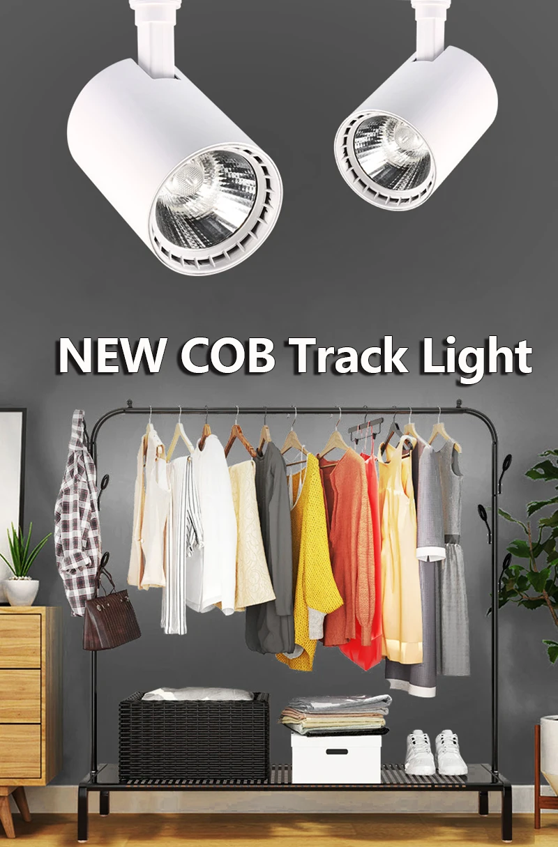 Трек светодиодные лампы свет AC220V 12 W 20 W 30 W 40 W COB Алюминий Luminacao железнодорожных путей освещение Особенности для магазина выставка черный, белый цвет