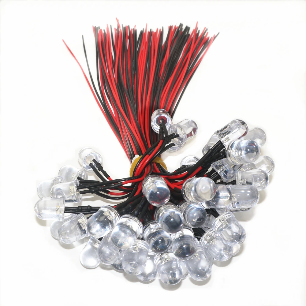 

25pcs F10mm Green Warm White White Purple Red Blue Yellow Pink 25cm Cable Pre Wired led prewired lamp light