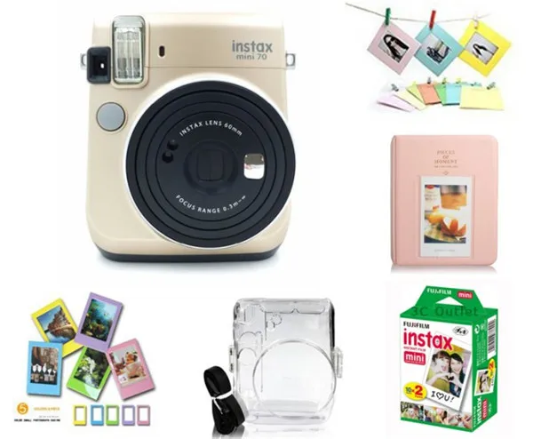 Fujifilm Instax Mini70 камера и аксессуары, Fuji мгновенная Мини пленка+ прозрачный чехол сумка+ фотоальбом+ рамки для пленки+ рамки для декора стен