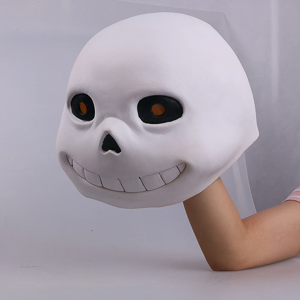 Full Head Undertale Sans Latex Cosplay Funny White Masks Helmets Props Party Halloween Fancy Ball Christmas (4)