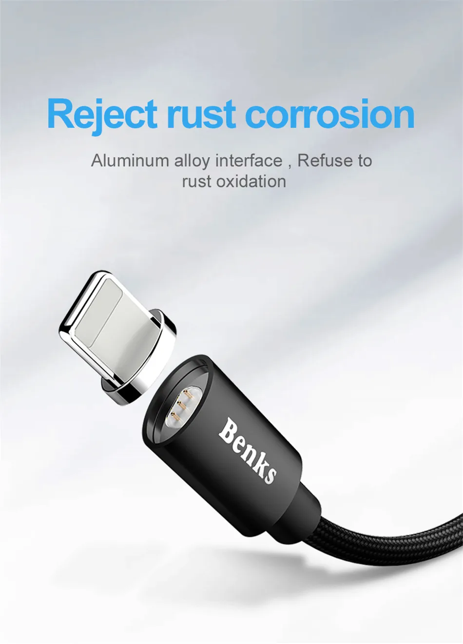 Benks Powerful Magnetic Type-C Charger Cables For Samsung S8 Huawei P10 Plus Xiaomi 6 Nylon USB C Phone Fast Charging Cable 1 (8)