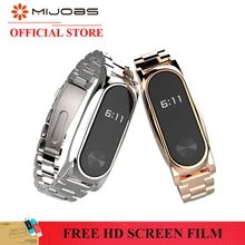 Mijobs Metal Strap For Xiaomi Mi Band 2 Screwless Stainless Steel Bracelet For MiBand 2 Wristbands smartwatch