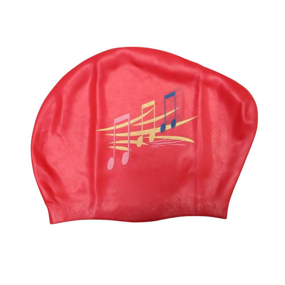 SZ-LGFM-Силиконовая Водонепроницаемая шапочка для плавания-красный и музыкальное обозначение