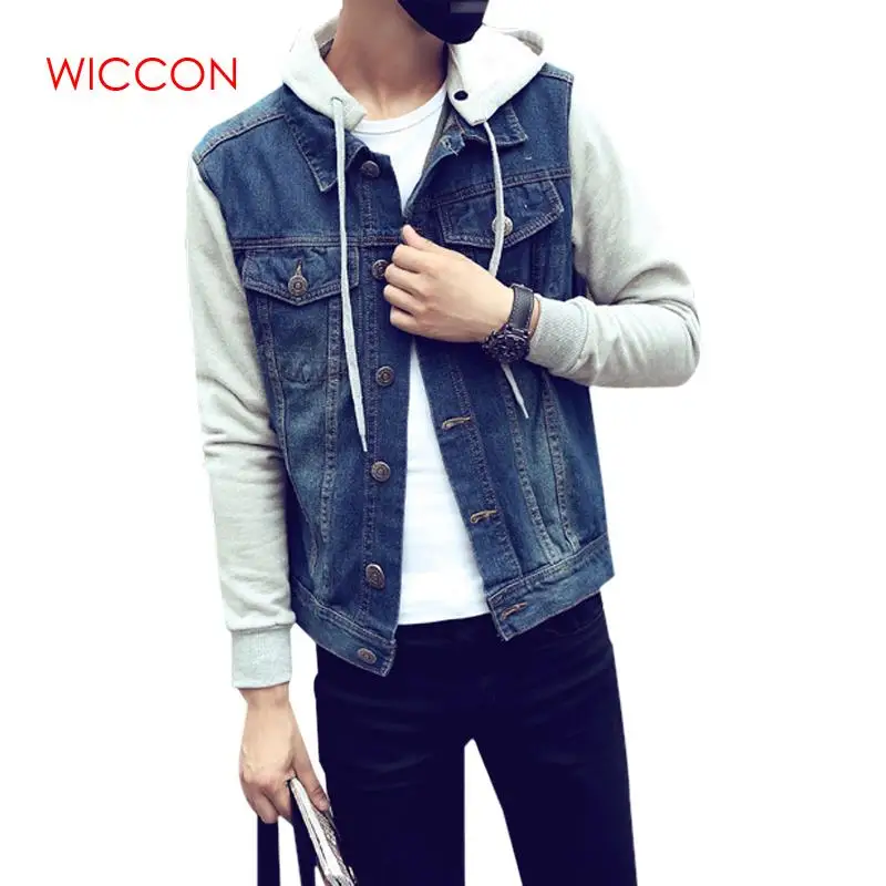 

2019 New Trend of Men's Fashion Casual Hooded Denim Jackets Outwear Spring Slim Large Size Men's Jackets