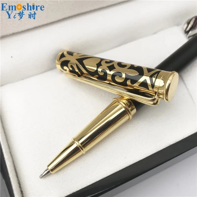 Emoshire мода подарок на год для Муж папа золотой для хранения ручек Подарочный набор с деревянной коробкой древесины роликовая шариковая ручка P634