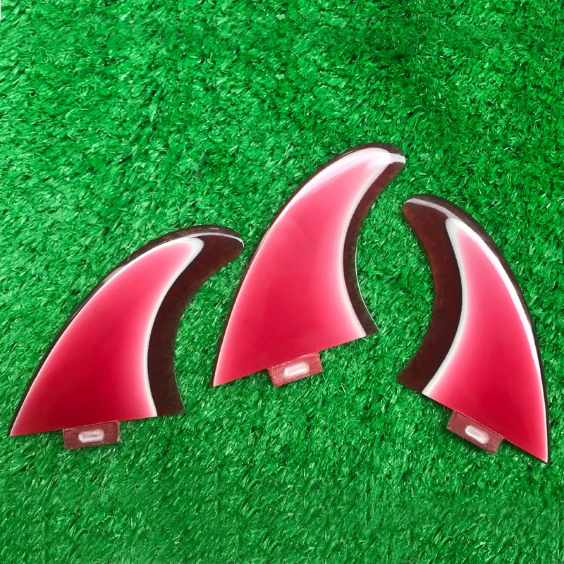 

Red Resin Handmade Fiberglass Thruster Shortboard Surfboard Fins Single Tab For Surfing