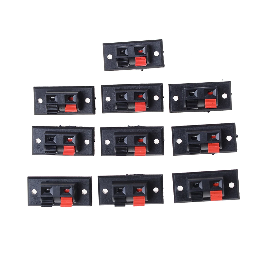 

10 Pcs 2 Way Spring Push Release Connector Speaker Terminal Strip Block