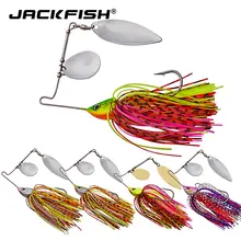 Jackfish spinner iscas de pesca wobblers gabarito shone metal sequin truta colher com ganchos de penas para a pesca da carpa
