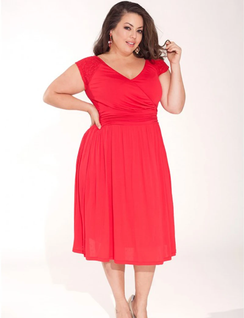 Buy 2015 Summer V Neck Red Chiffon Dress Sexy Women