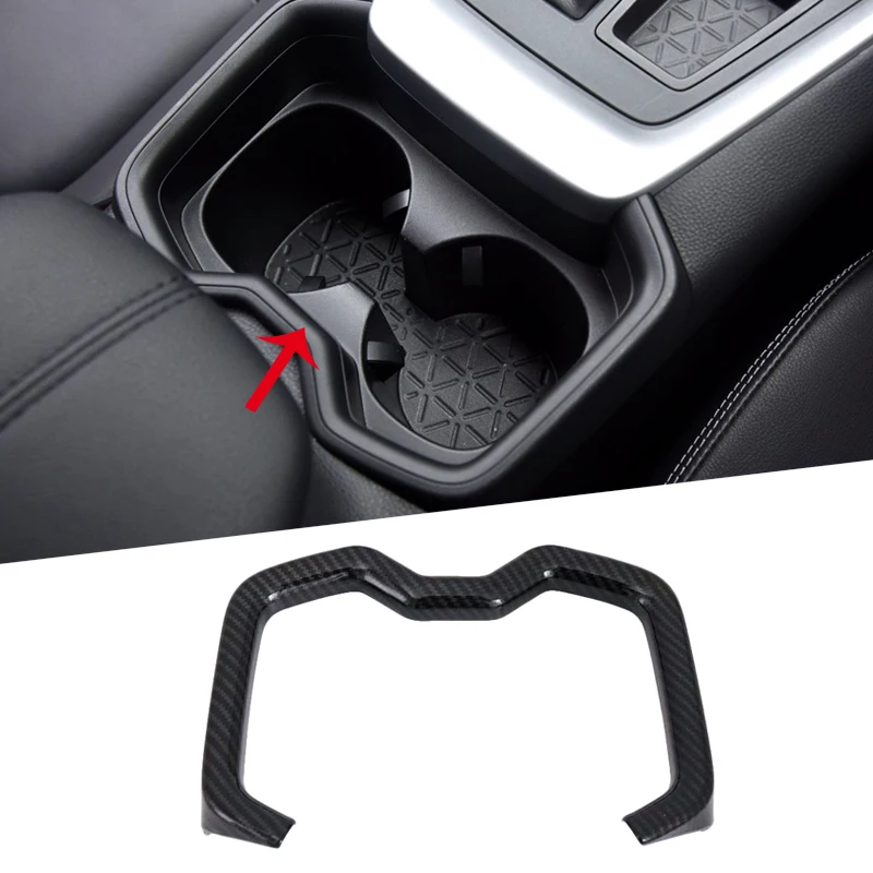 

For Toyota RAV4 RAV 4 2019 2020 Carbon Fiber Style ABS Front Rear Behind Water Cup Protection Trim Cover Sticker Car Accessories