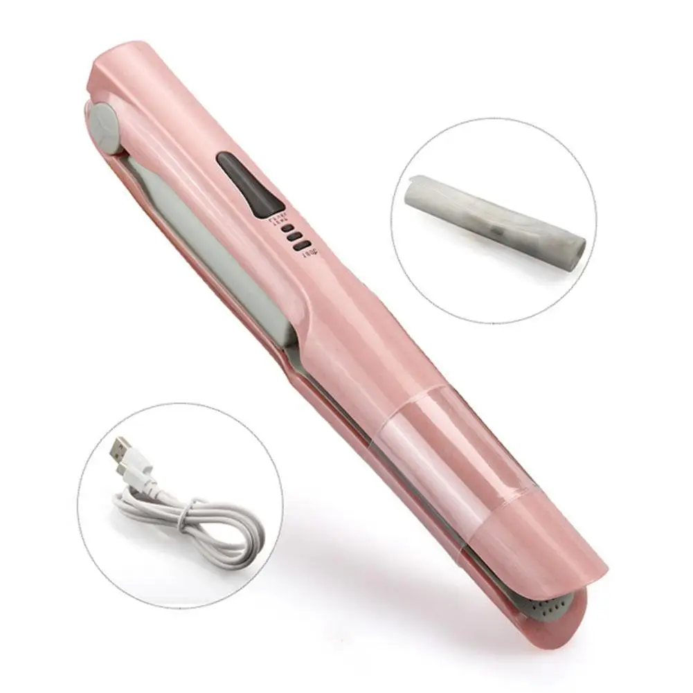 

Yfashion USB Charger Straightening Iron Wireless Hair Straightener Fast Heating Ceramic Hair Curling Straightener