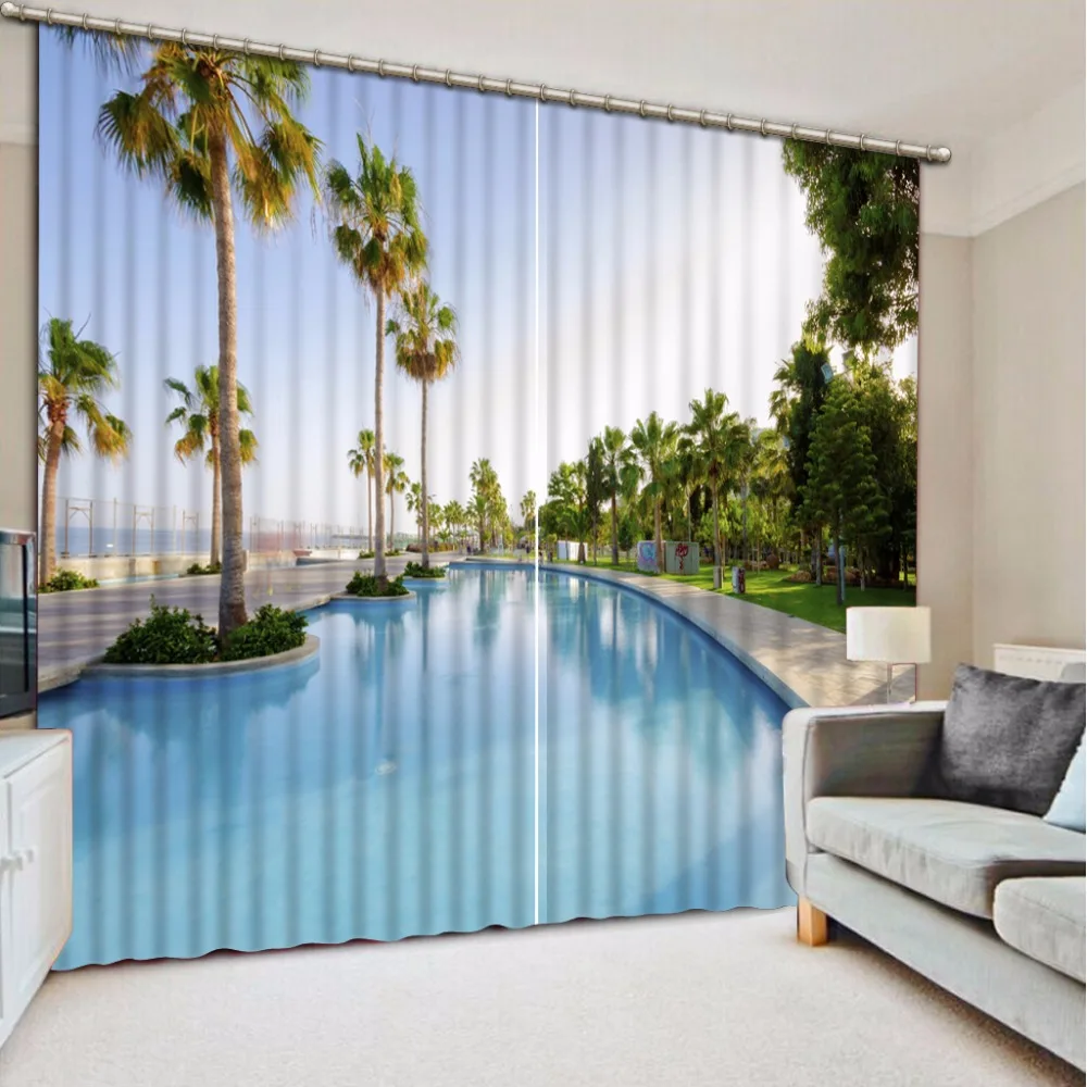 

Luxury Curtains Drapes pool view Living Room Curtains Hooks Polyester/Cotton Thickness Modern Bedroom Curtains