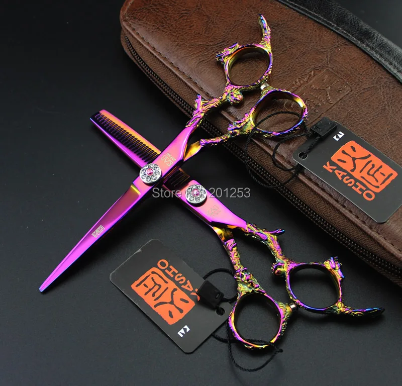 

6.0Inch Kasho Dragon Pattern Cutting Scissors and Thinning Scissors,Hair Shears for Hairdressing,Salon Barbers Scissors LZS0722
