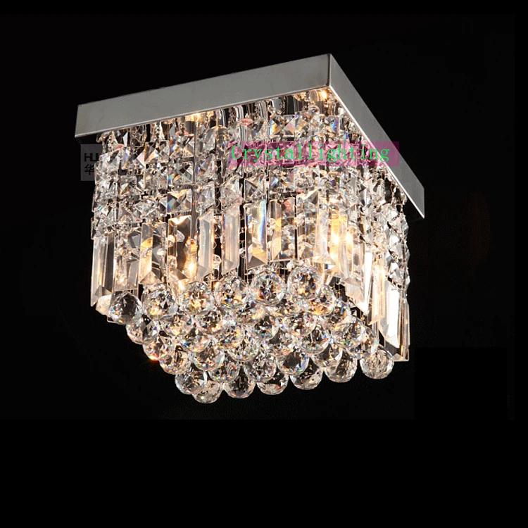 contemporary Crystal Flush Mount, crystal ceiling lighting, Elegant Lighting square crystal lamp modern polish
