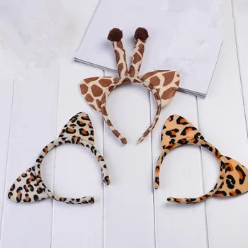 

New Women Girls Animal Ears Headband Tiger Leopard Cat Headwear Hairband Cosplay Props Hair Accessory Halloween Party Favor