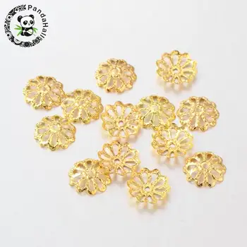 

Iron Flower Bead Caps, Golden, 9x1.5mm, hole: 1mm