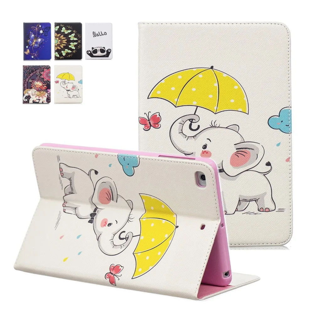 

GOOYIYO - For iPad Mini 1234 Leather Colored Painting Case Tablet Soft Back Cover Book Stand Shell For iPad Mini 7.9
