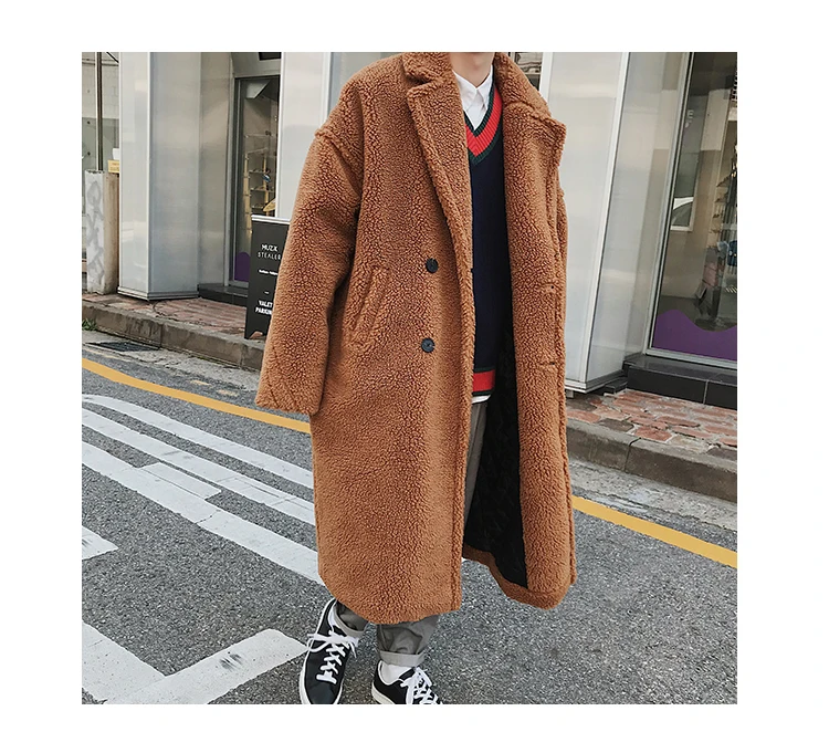 Осень китайский стиль шерсть утолщение плюс бархат длинное пальто повседневная куртка Мужские Молодежные трендовые Вечерние