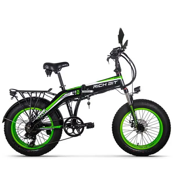 RICHBIT 500 Вт 48 в 20 дюймов Fat Tire Электрический велосипед Ebike складной Снежный Электрический велосипед Подвеска поворотные огни Mirror дисковый тормоз - Цвет: Зеленый