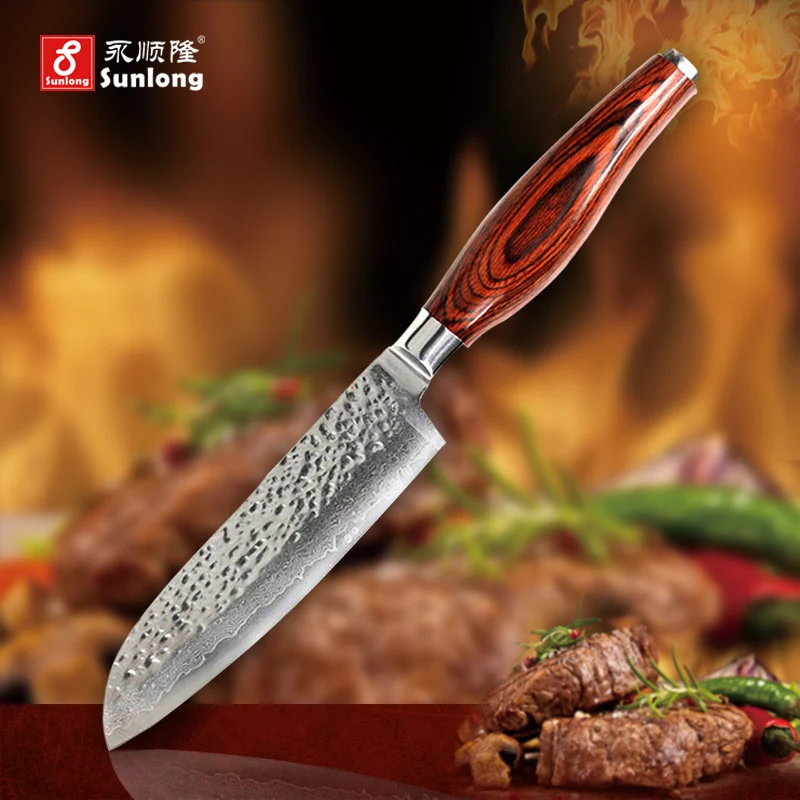 5 inch sharp Santoku Knife chef knife Damascus steel tools Japanese vegetable knife advanced color wood