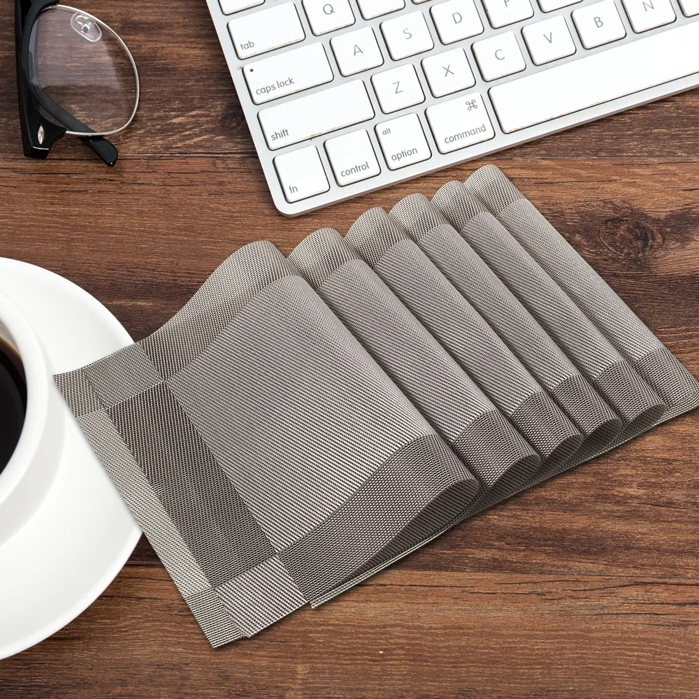 DREAMSOULE 6Pcs/Lots PVC Weave Heat Resistant Placemats Table Mats for