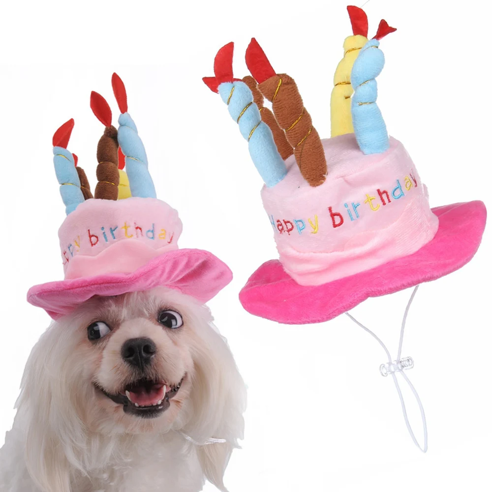 

Caps For Dogs Pet Cat Dog Birthday Caps Hat with Cake Candles Design Birthday Party Costume Headwear Accessory Goods For Dogs