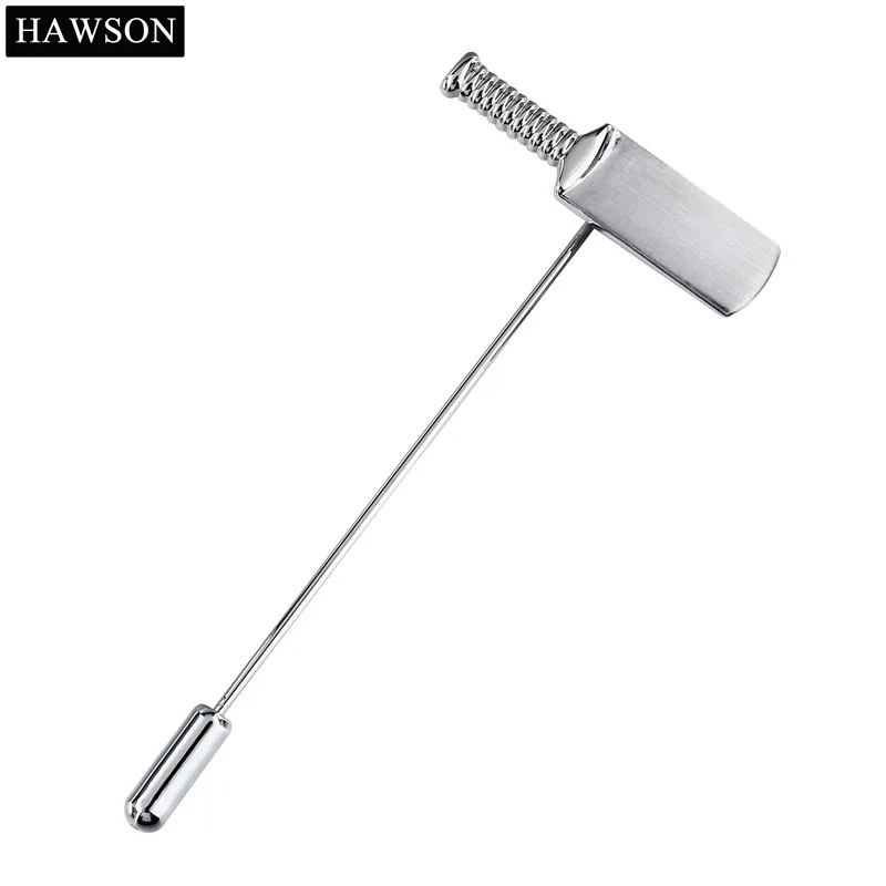 

Brushed Cricket Bat Long Brooch Pin Mens Shirt Jewelry Accessory Silver Color Lapel Pin