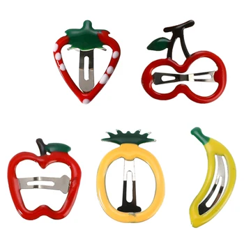 

Cute Fruit Hairpin Girl Cartoon Realistic Hair Accessories Spinning Hairpin Headdress Strawberry Cherry Apple Pineapple Banana