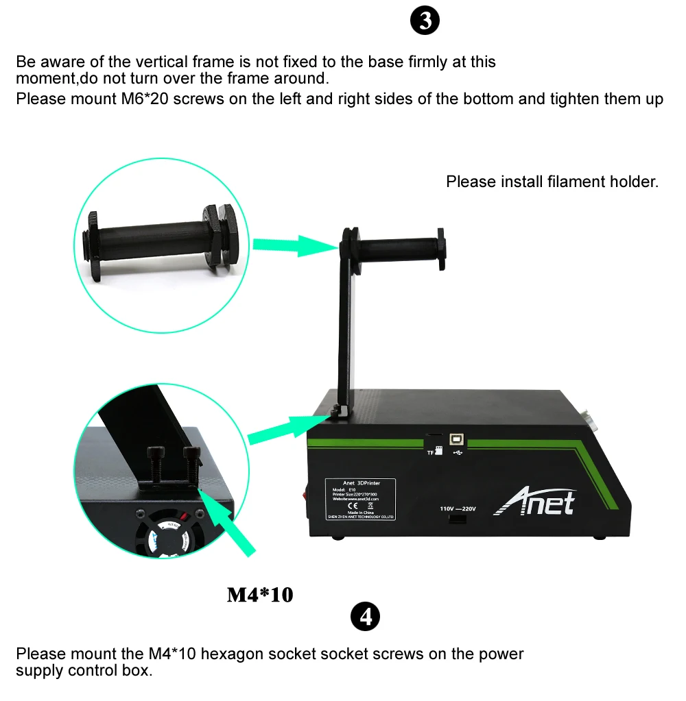 Anet E12 E10 FDM 3d принтер DIY комплект частично собранный алюминиевый сплав рама размера плюс 300*300*400 мм большая нить для 3D печати